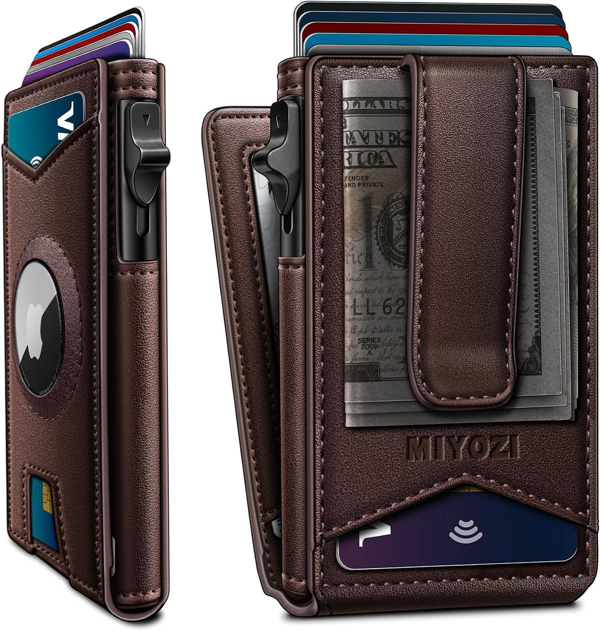 miyozi Airtag - Cartera para hombre con clip para dinero, 9 tarjeta...