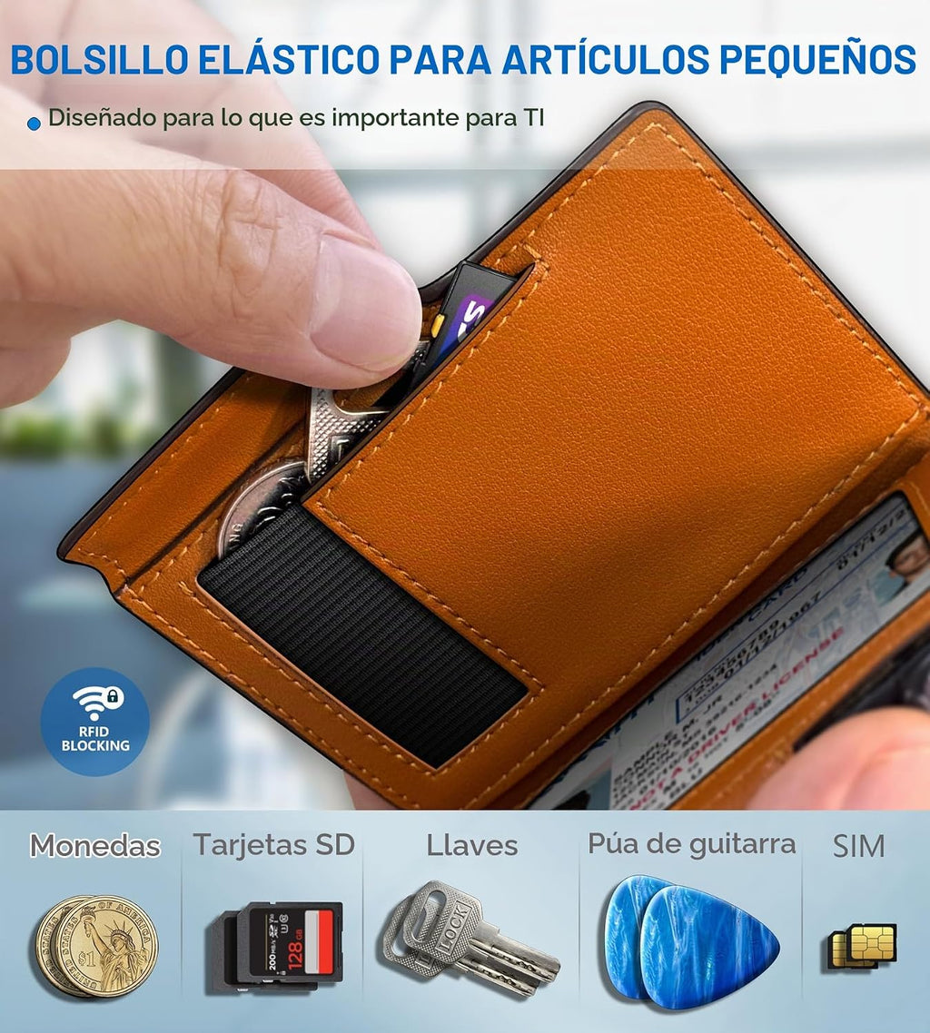 miyozi Billetera para hombre, magnética minimalista delgada con sop...