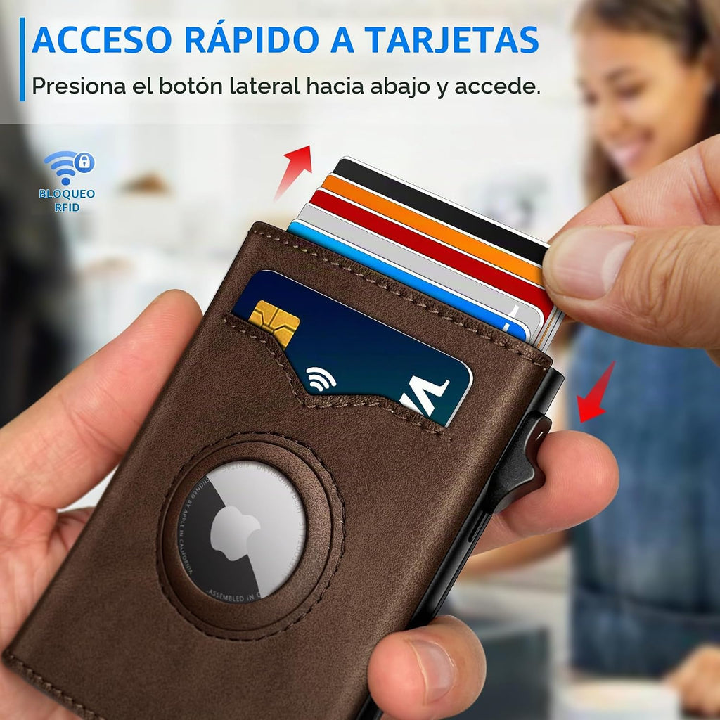 Cartera miyozi Airtag para hombre, con bolsillo para billetes, 2 ve...