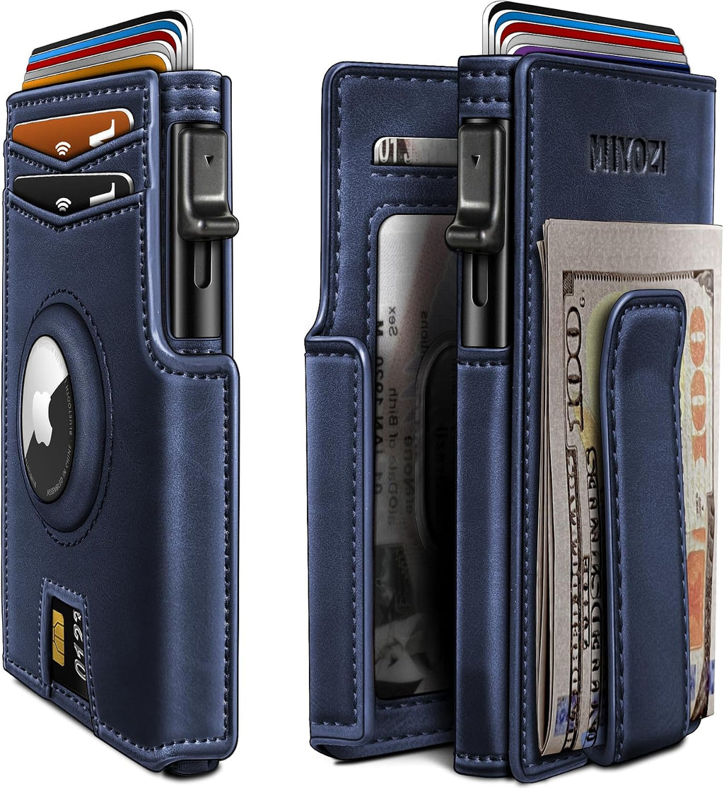 Miyozi - Billetera Airtag para hombre, con clip de dinero, estuche...