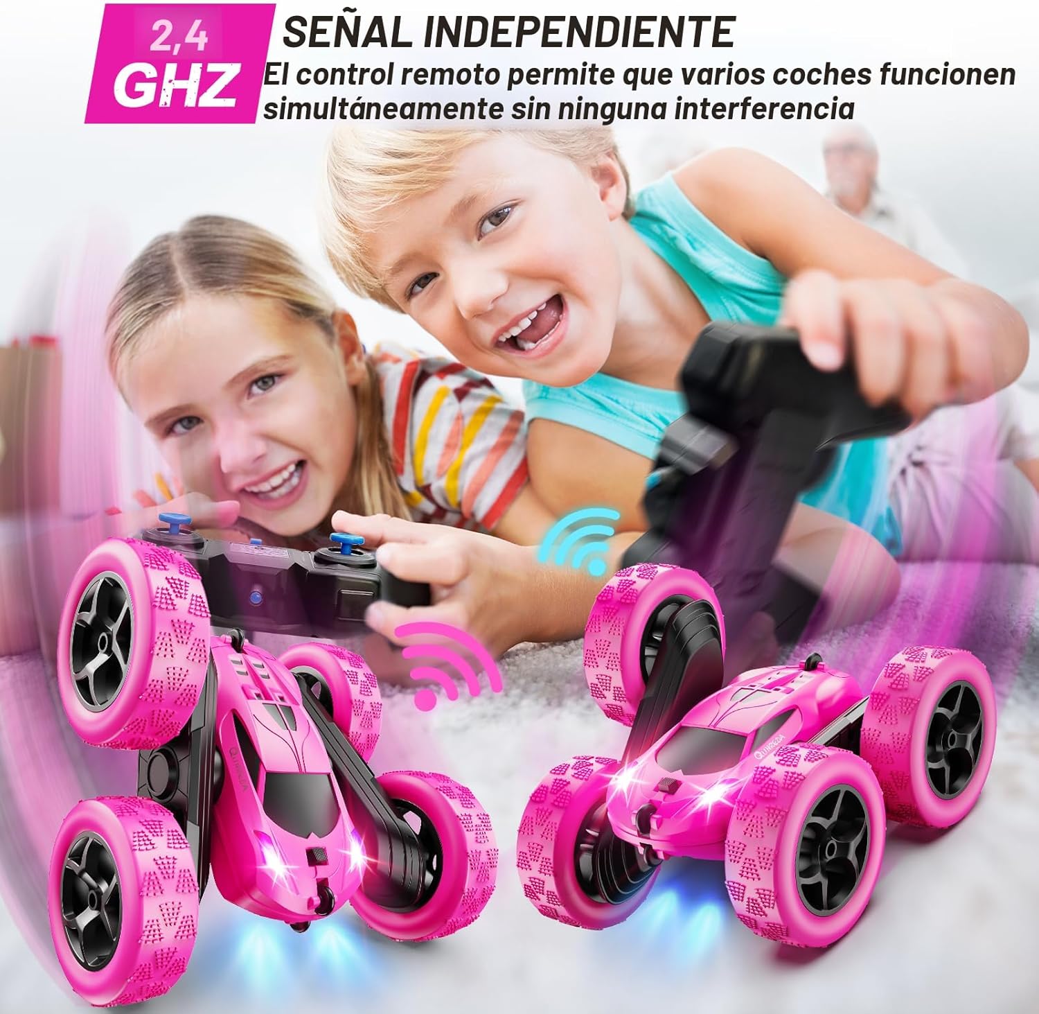 QUNREDA - Autos RC, coche de control remoto rosa para niñas, 2.4 GH...