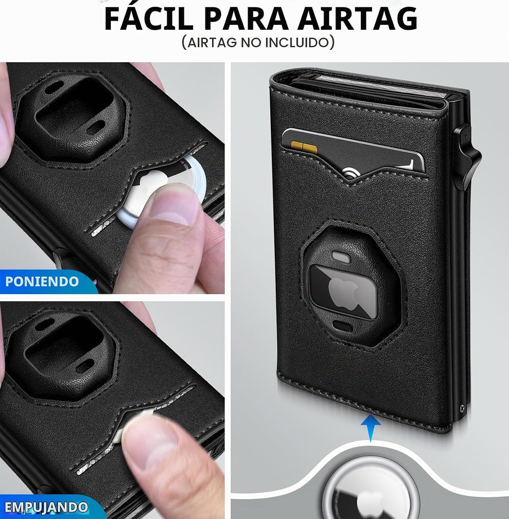 miyozi Billetera para Airtag para hombre, con bolsillo para efectiv...