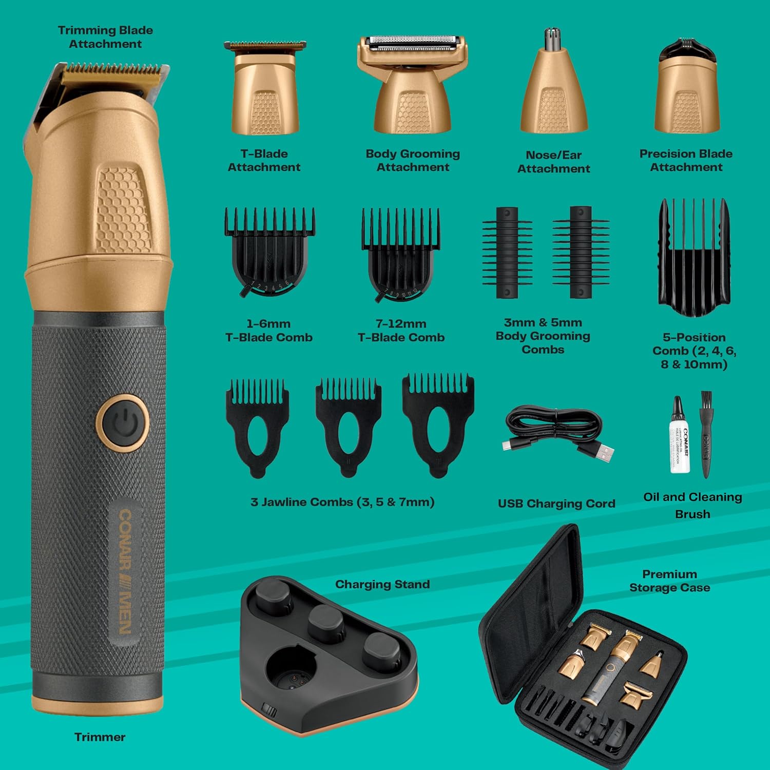 Conair Recortadora todo en uno para hombres \u2013 Pelo de nariz, b...
