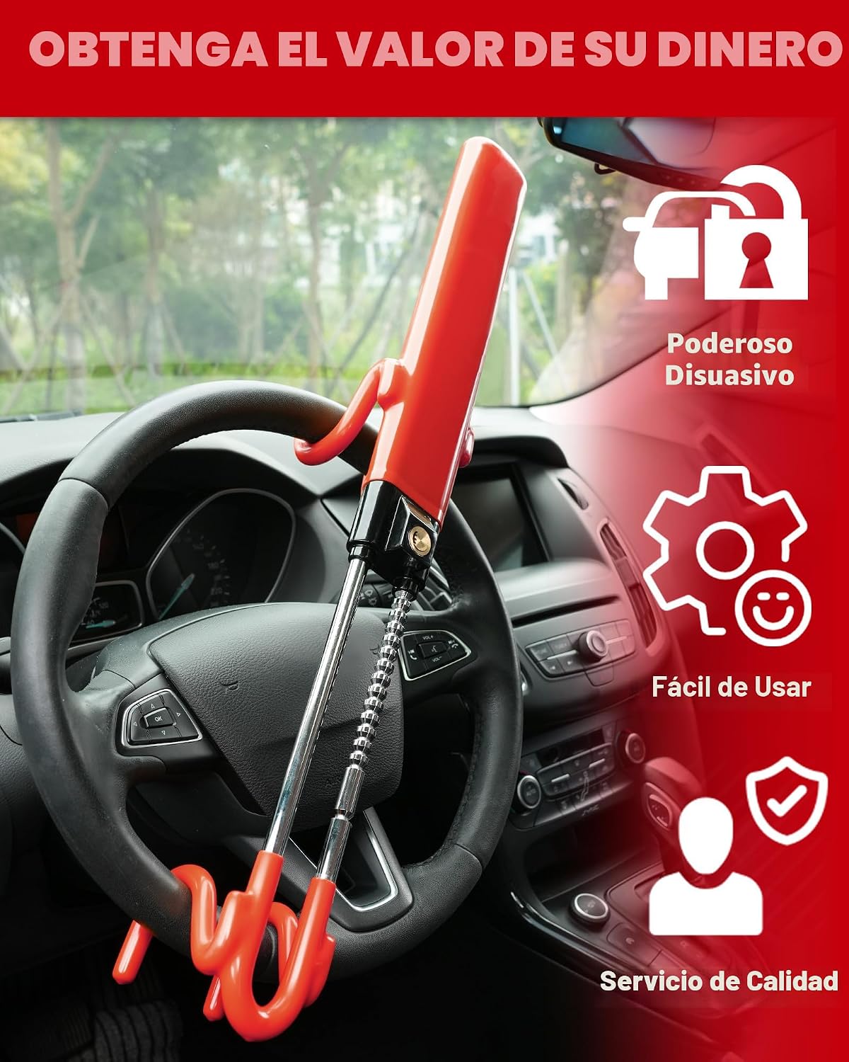 Tevlaphee Cerradura de volante antirrobo para automóvil, dispositiv...