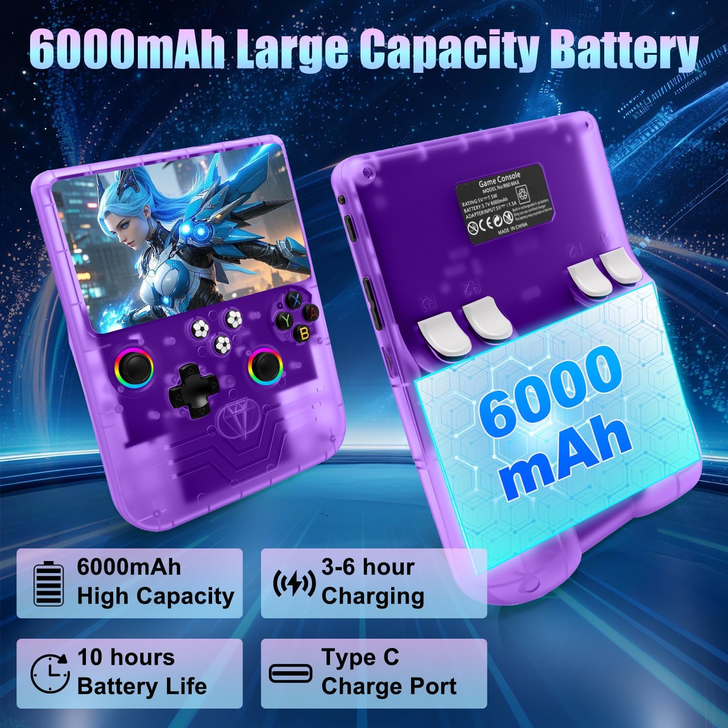 Hedlaoy Consola de juegos portátil R60 Max, consola de juegos retro...