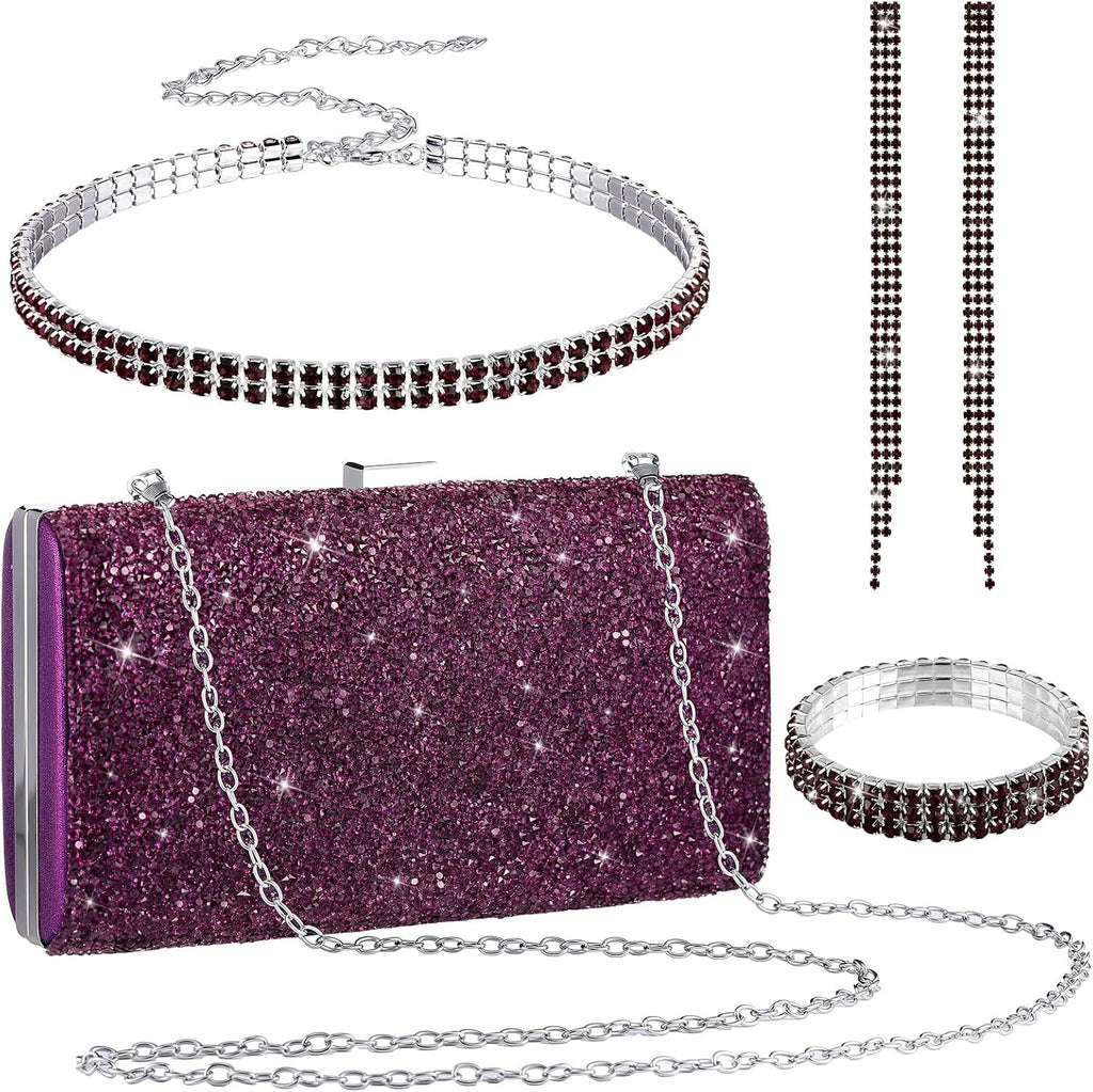 Kigeli 4 Pcs Rhinestone Jewelry Set