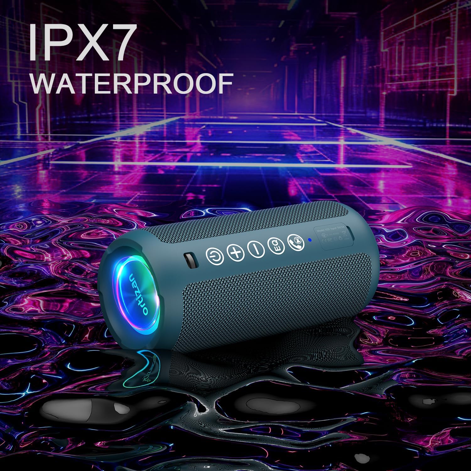 Ortizan Altavoz Bluetooth portátil: IPX7 impermeable, sonido fuerte...