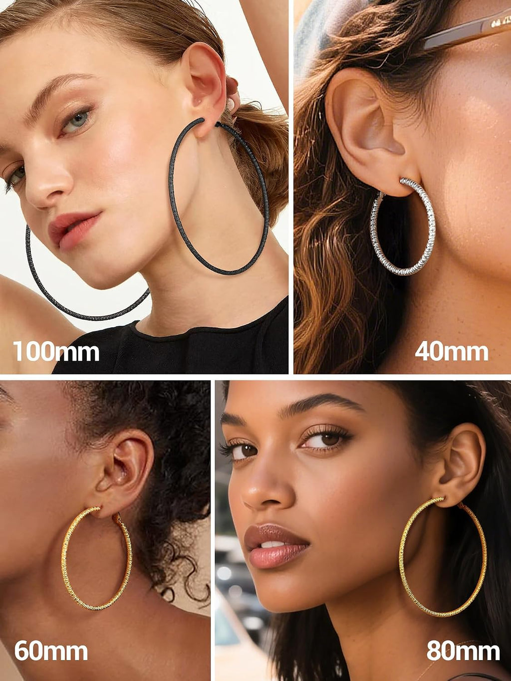 PROSTEEL 12\/16\/24\/32\/40 Pulgadas Aretes de Aro Gruesos para Muj...