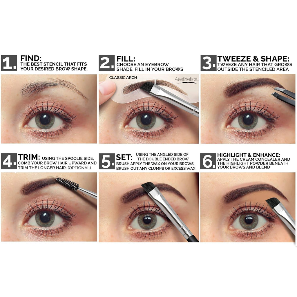 Aesthetica Kit de contorno de cejas de 16 piezas, paleta de maquill...