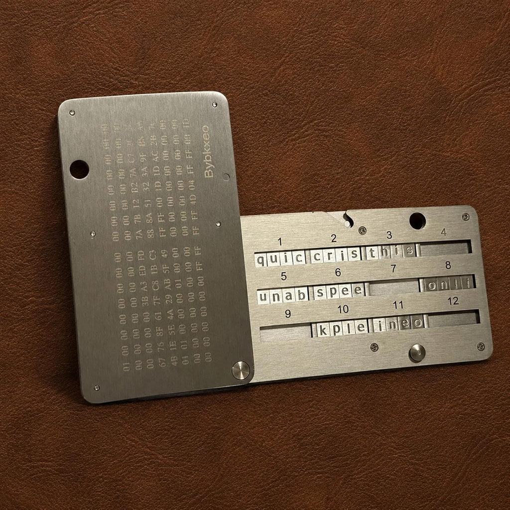 almacenamiento de frases de semillas criptográficas, placa de frase...