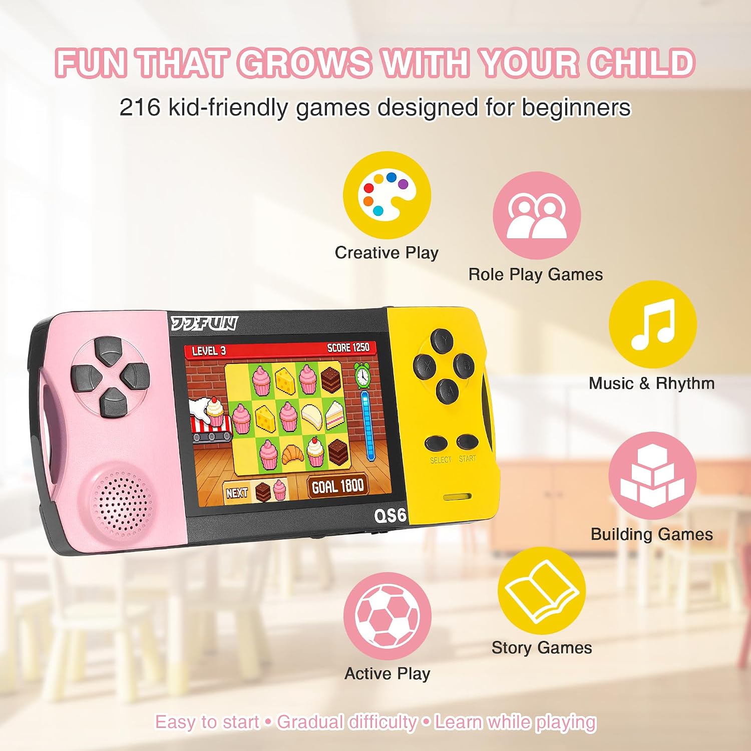 JJFUN Juego de mano retro portátil para niños, 138 juegos Claasic y...