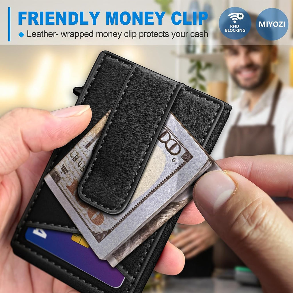 miyozi Billetera Airtag para hombre, con caja de regalo con clip pa...