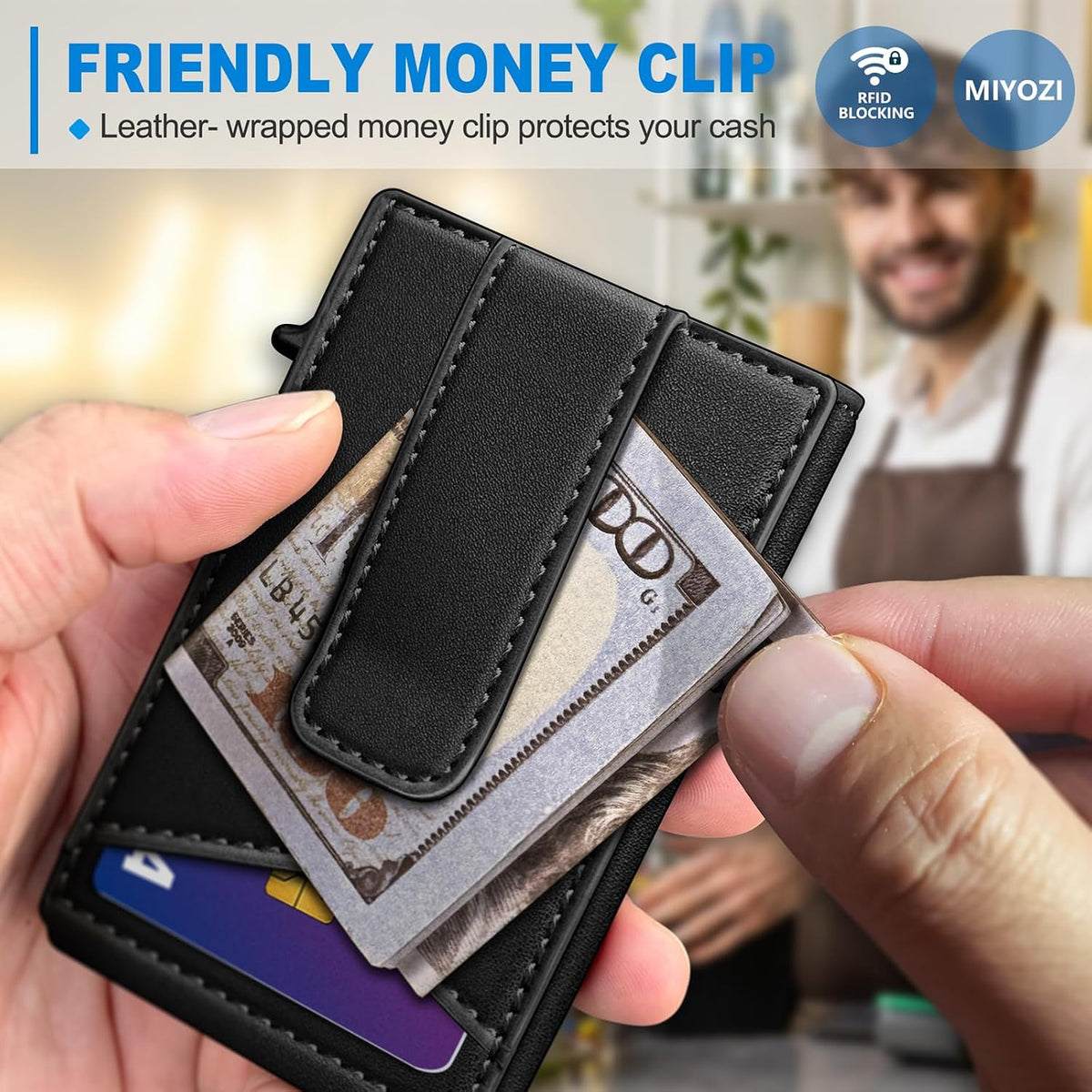 miyozi Billetera Airtag para hombre, con caja de regalo con clip pa...