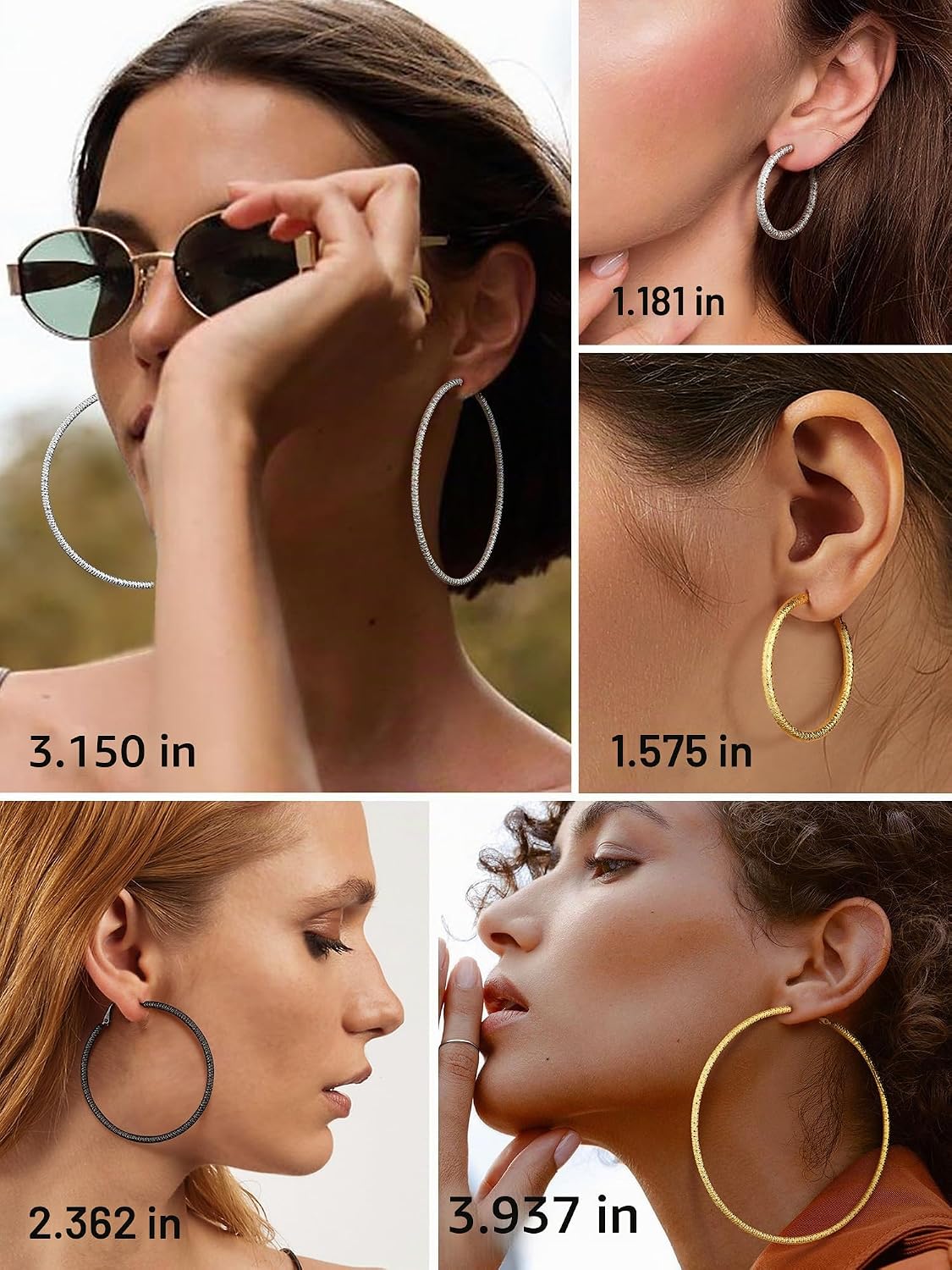 PROSTEEL 12\/16\/24\/32\/40 Pulgadas Aretes de Aro Gruesos para Muj...
