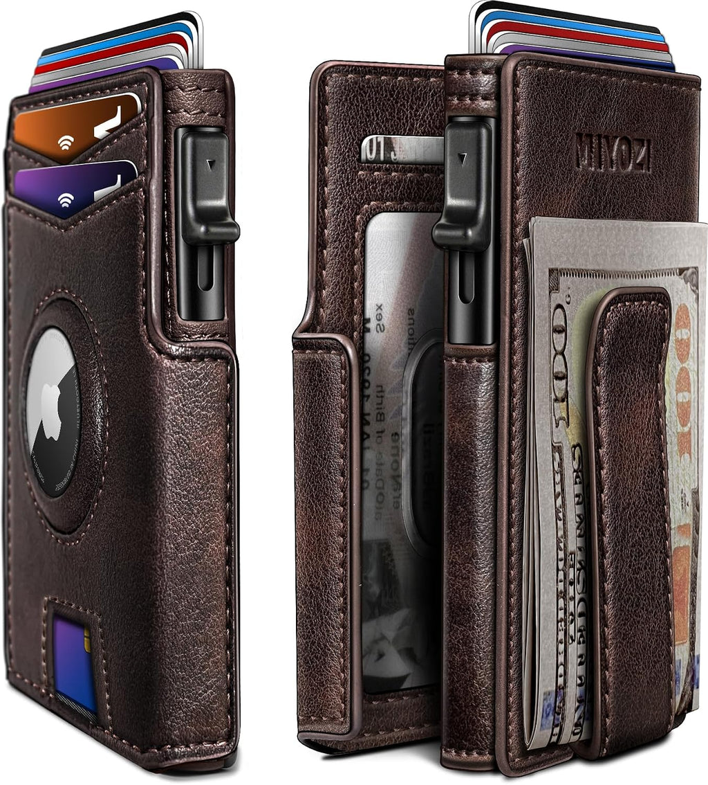 Miyozi - Billetera Airtag para hombre, con clip de dinero, estuche...