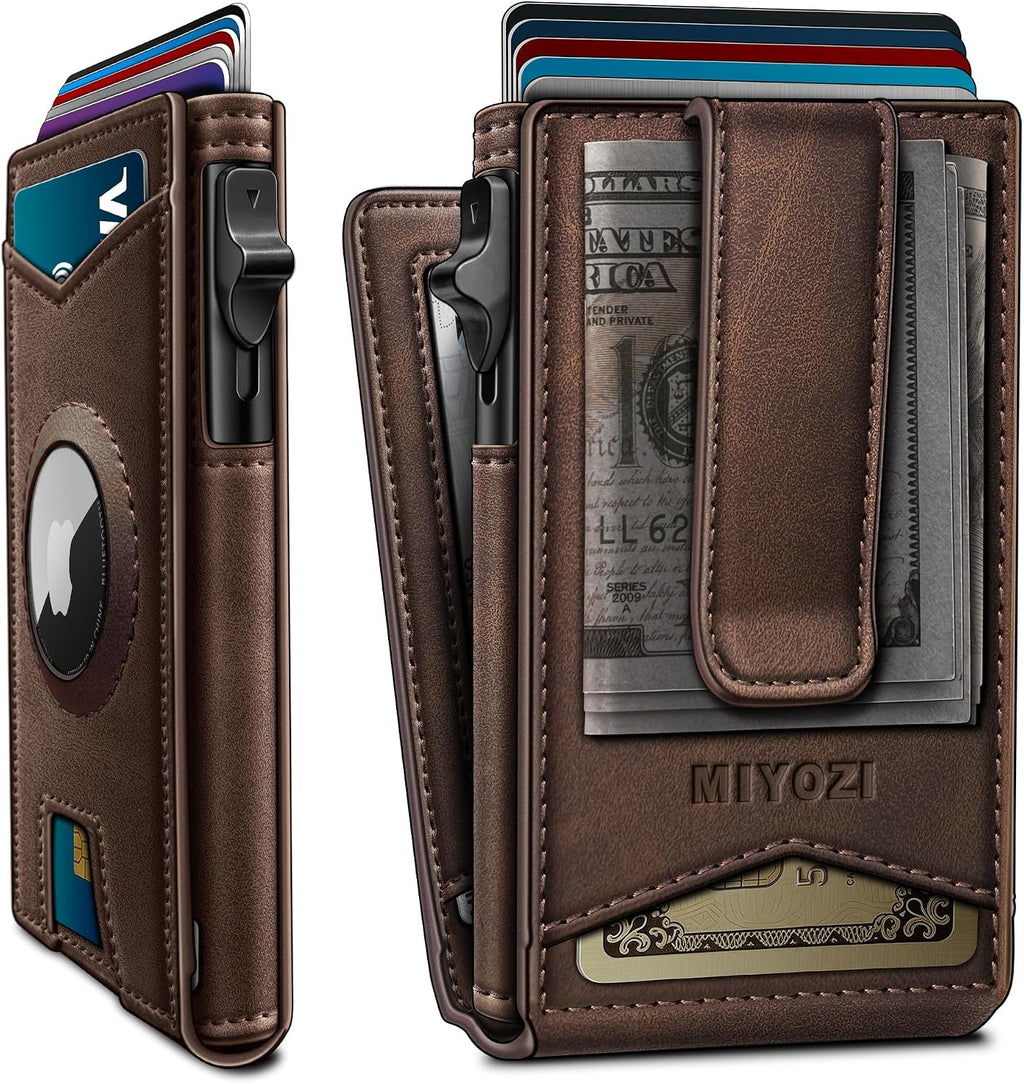 miyozi Airtag - Cartera para hombre con clip para dinero, 9 tarjeta...