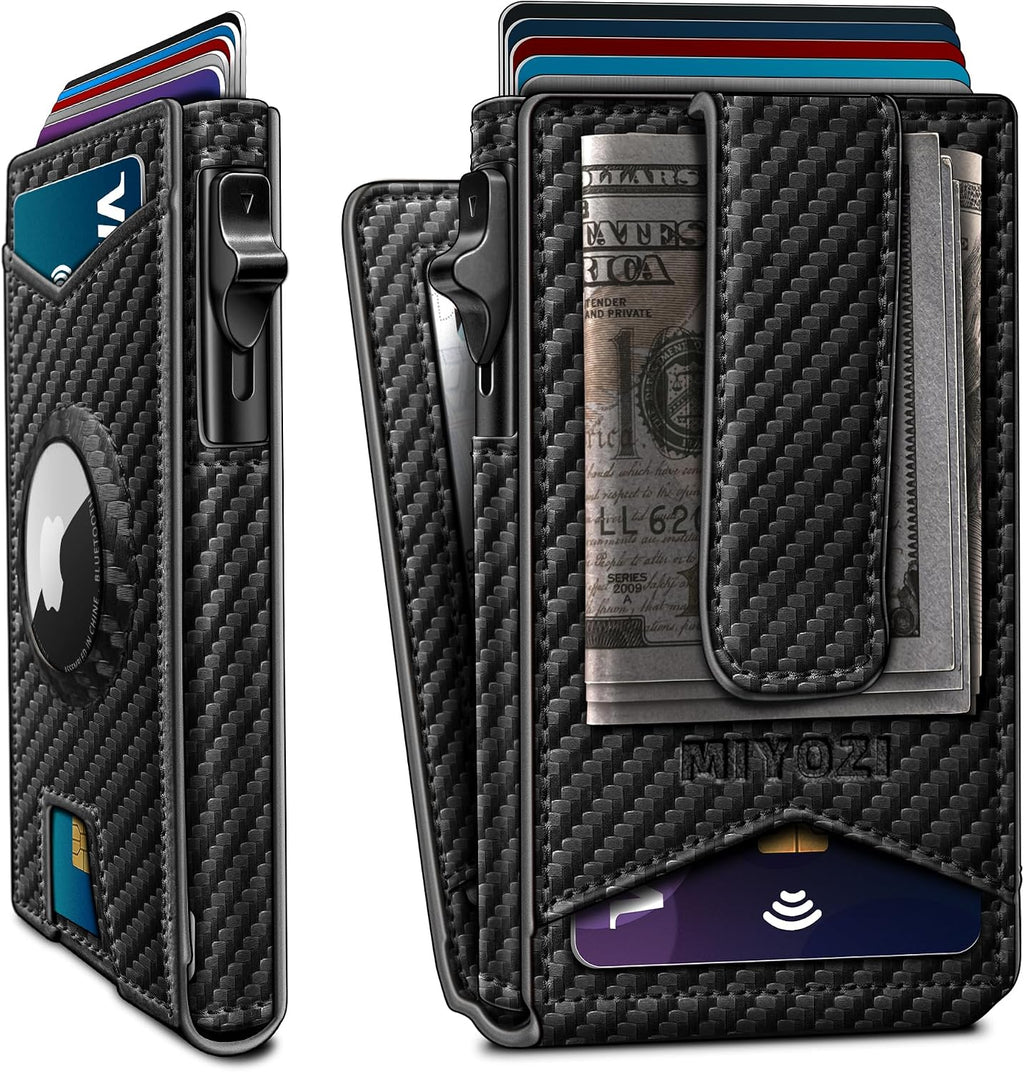 miyozi Airtag - Cartera para hombre con clip para dinero, 9 tarjeta...