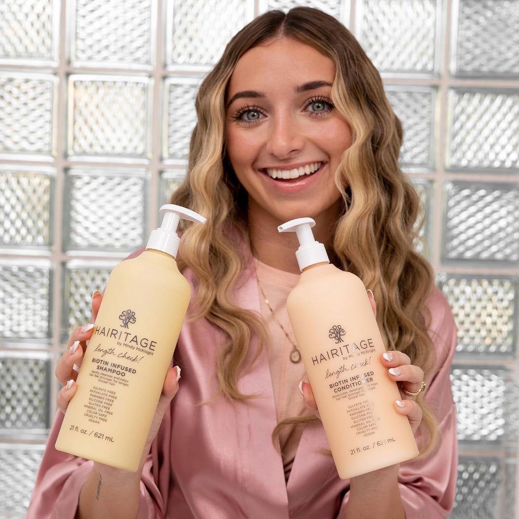 Juego de champú y acondicionador Hairitage Biotin + aceite de ricin...
