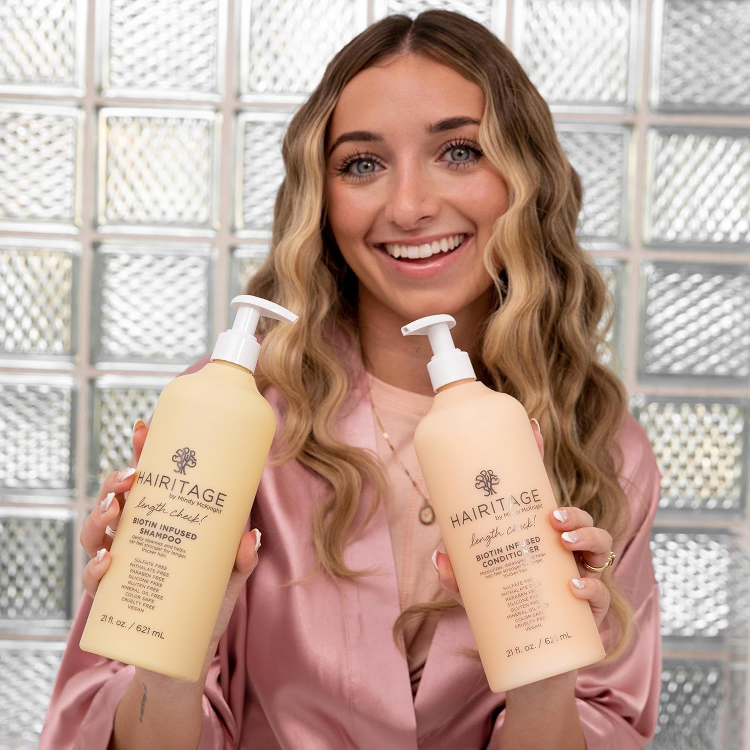 Juego de champú y acondicionador Hairitage Biotin + aceite de ricin...