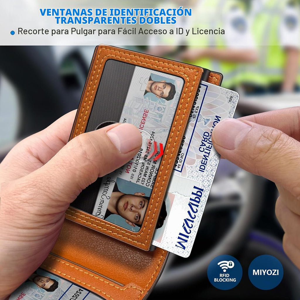 miyozi Cartera para hombre, tarjetero desplegable con bloqueo RFID,...