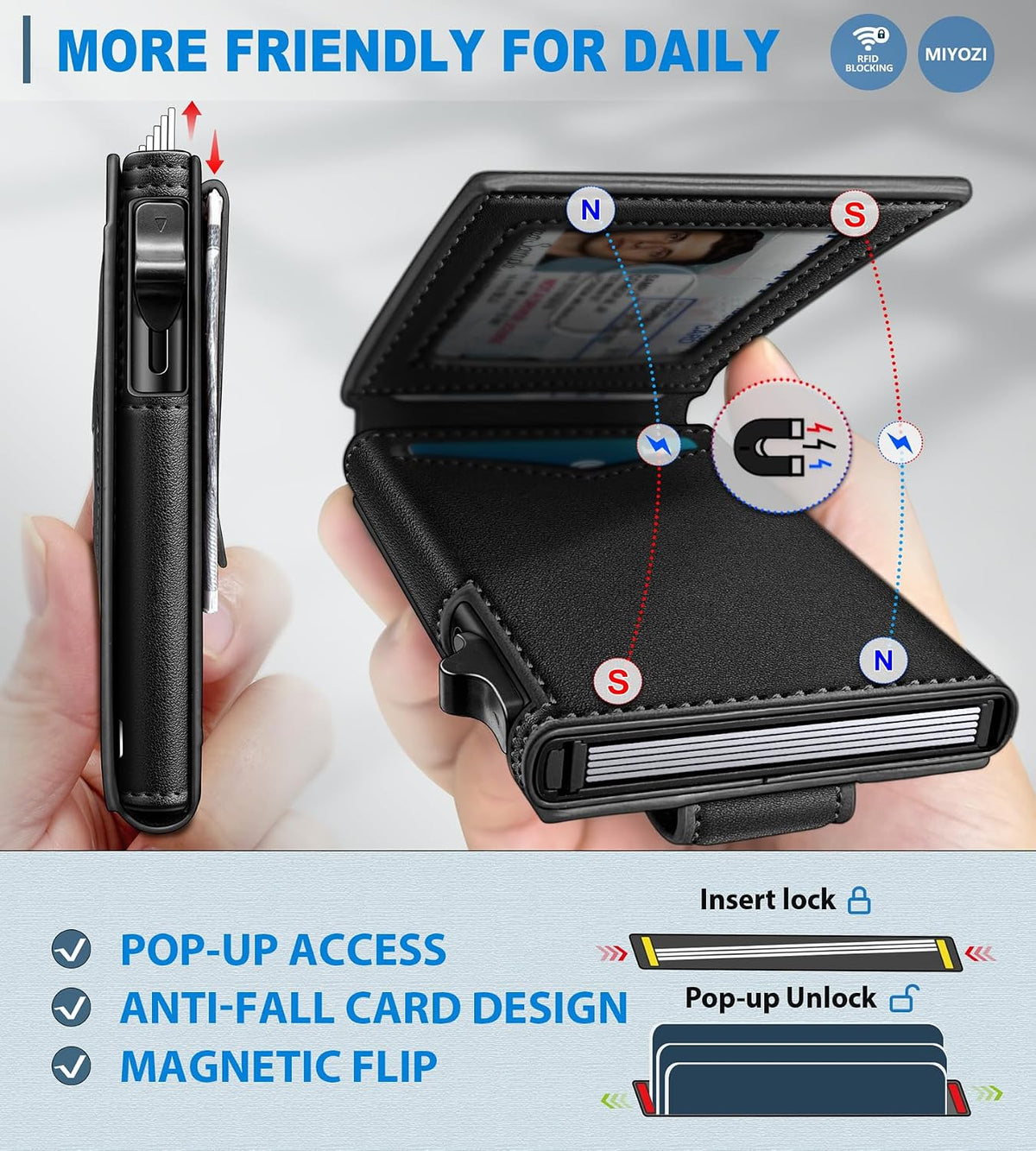 miyozi Billetera Airtag para hombre, con caja de regalo con clip pa...