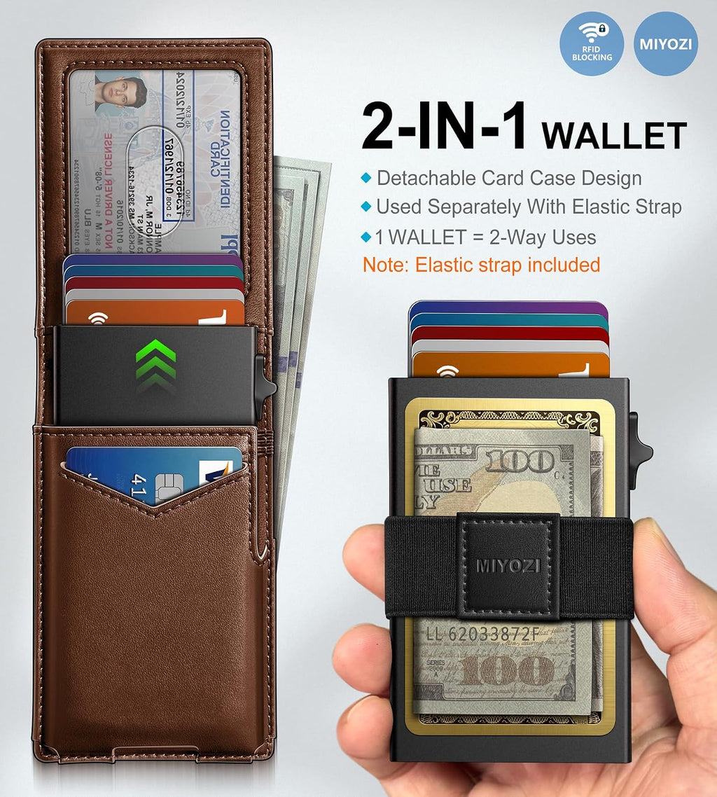 miyozi Cartera para hombre, funda delgada y desmontable para tarjet...