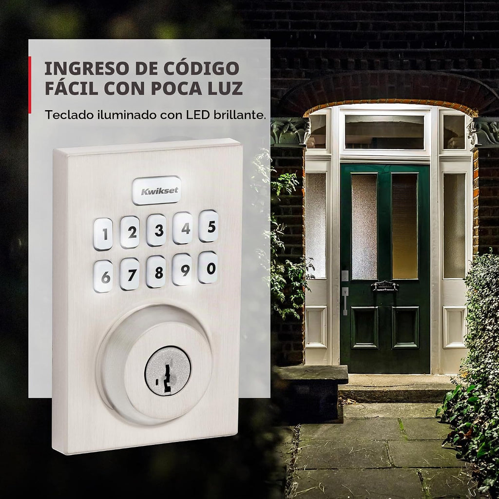 Kwikset Powerbolt 250 - Cerradura electrónica contemporánea de 10 b...