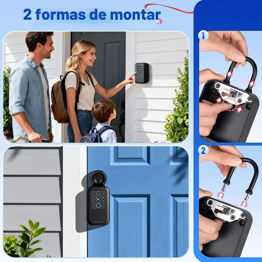 LOQRON Caja de bloqueo inteligente de huellas dactilares Bluetooth...
