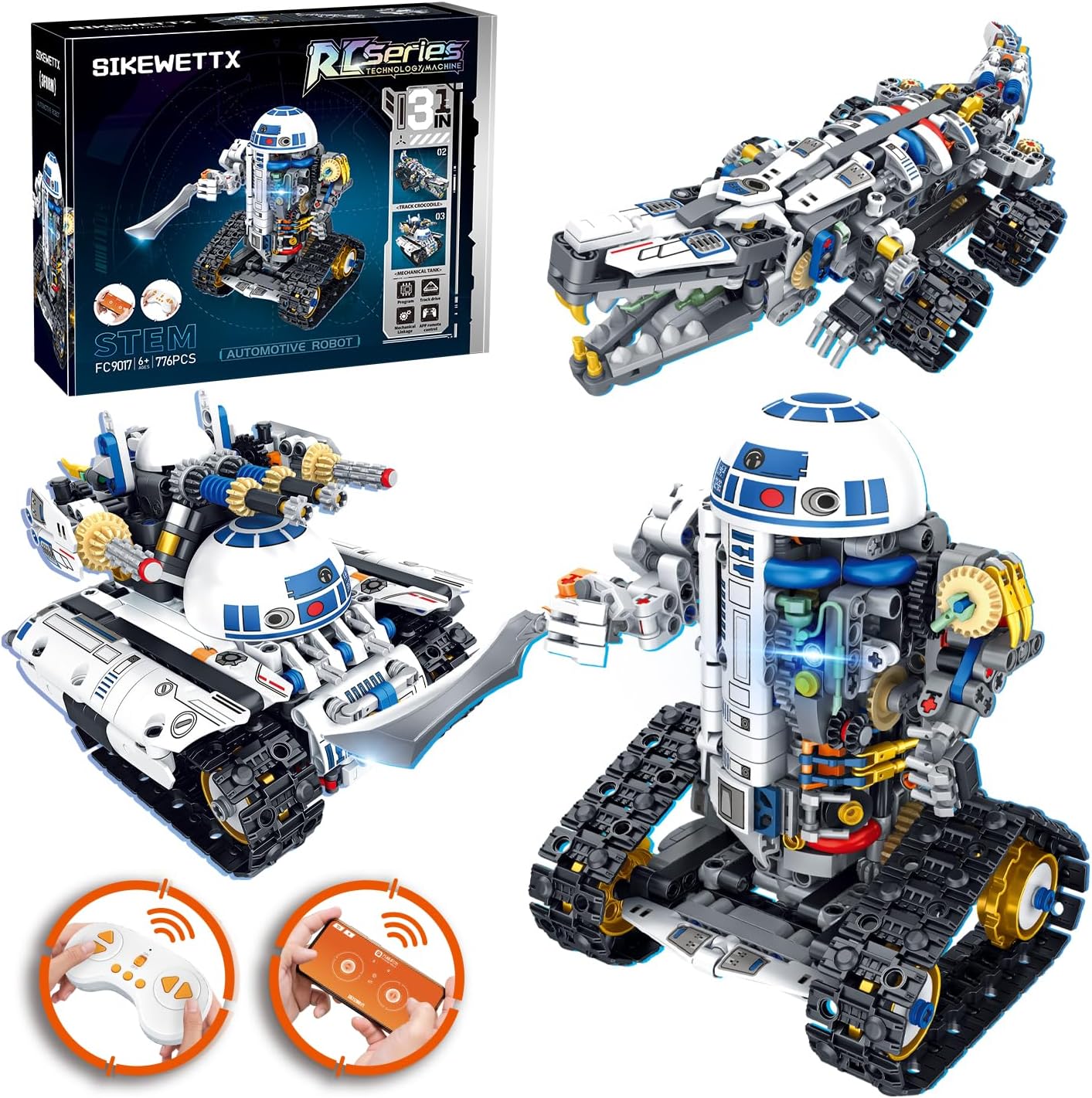 Kit de construcción de robótica STEM 3 en 1, 776 piezas con aplicac...