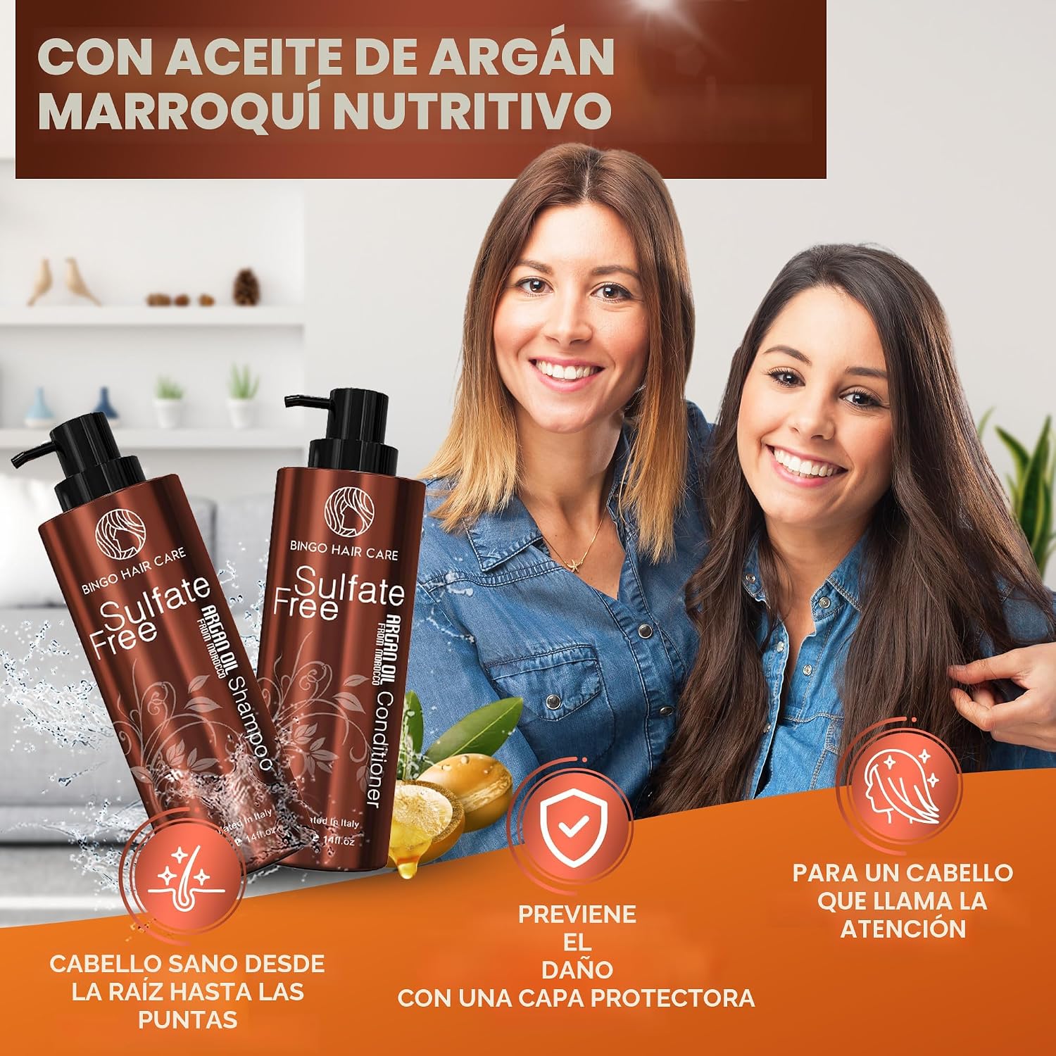 Juego de champú y acondicionador de aceite de argán marroquí - Sin...