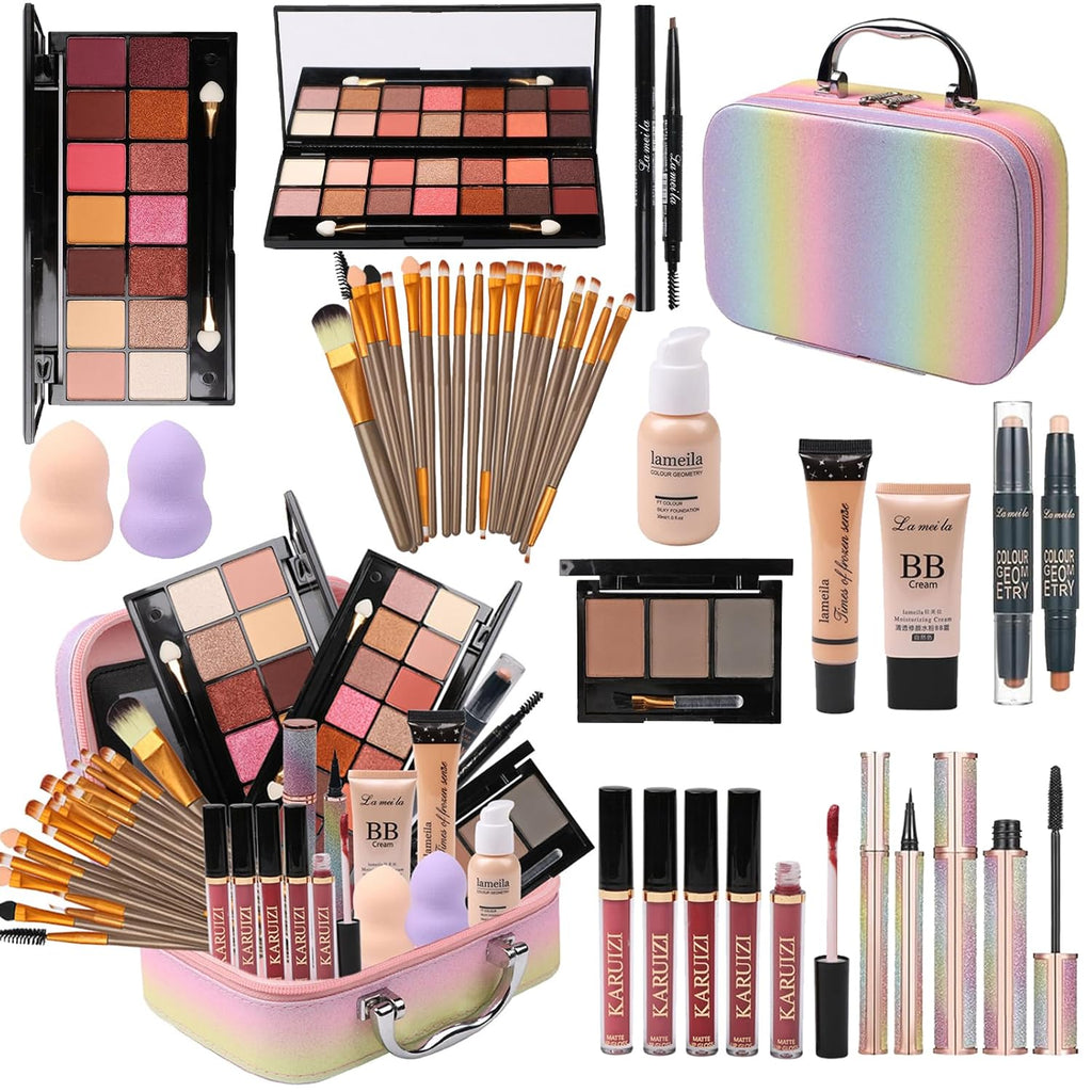Set de maquillaje para niñas, kit de maquillaje arcoíris, cajas de...