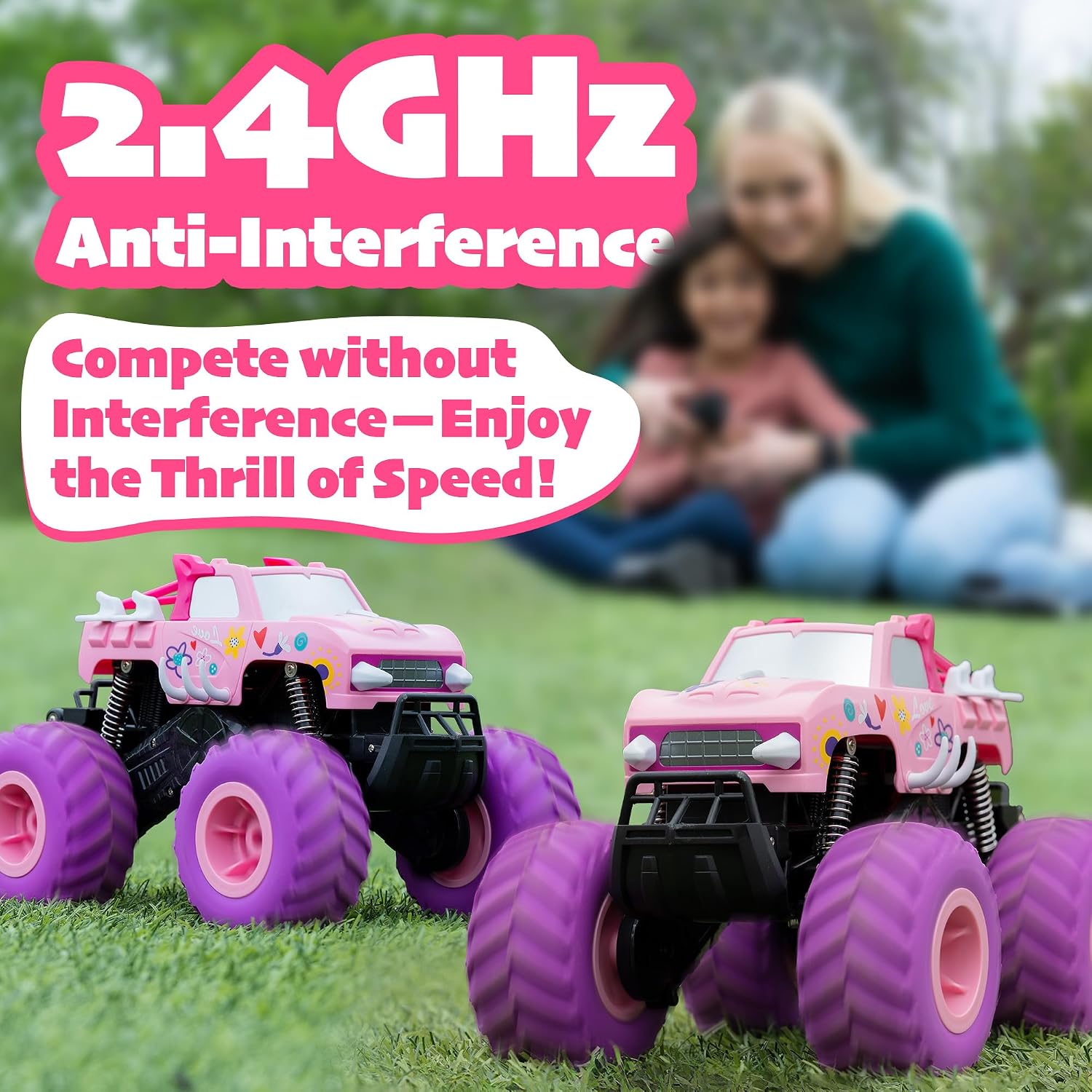 Threeking 1:16 Camión monstruo RC rosa impermeable Juguetes de cont...