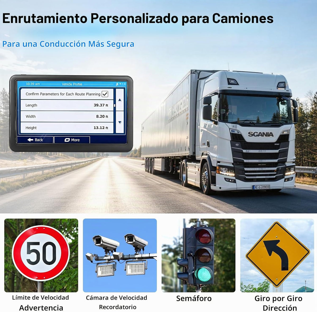 Navegador GPS para coche, camión, RV, pantalla táctil de 7", ma...