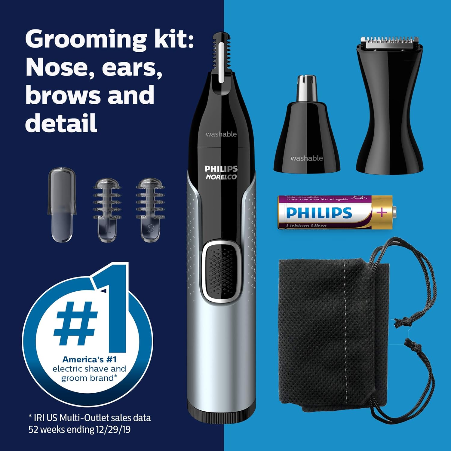 Norelco Philips Recortador de nariz 5000 para nariz, orejas y cejas...