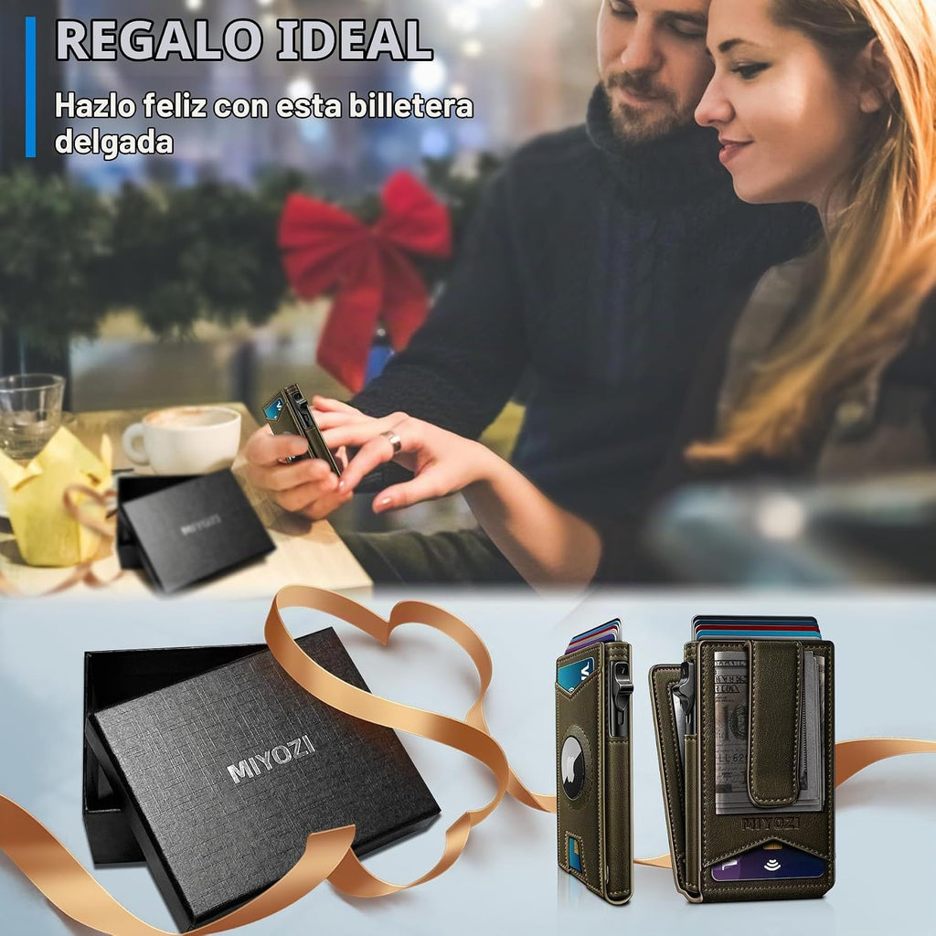 miyozi Airtag - Cartera para hombre con clip para dinero, 9 tarjeta...