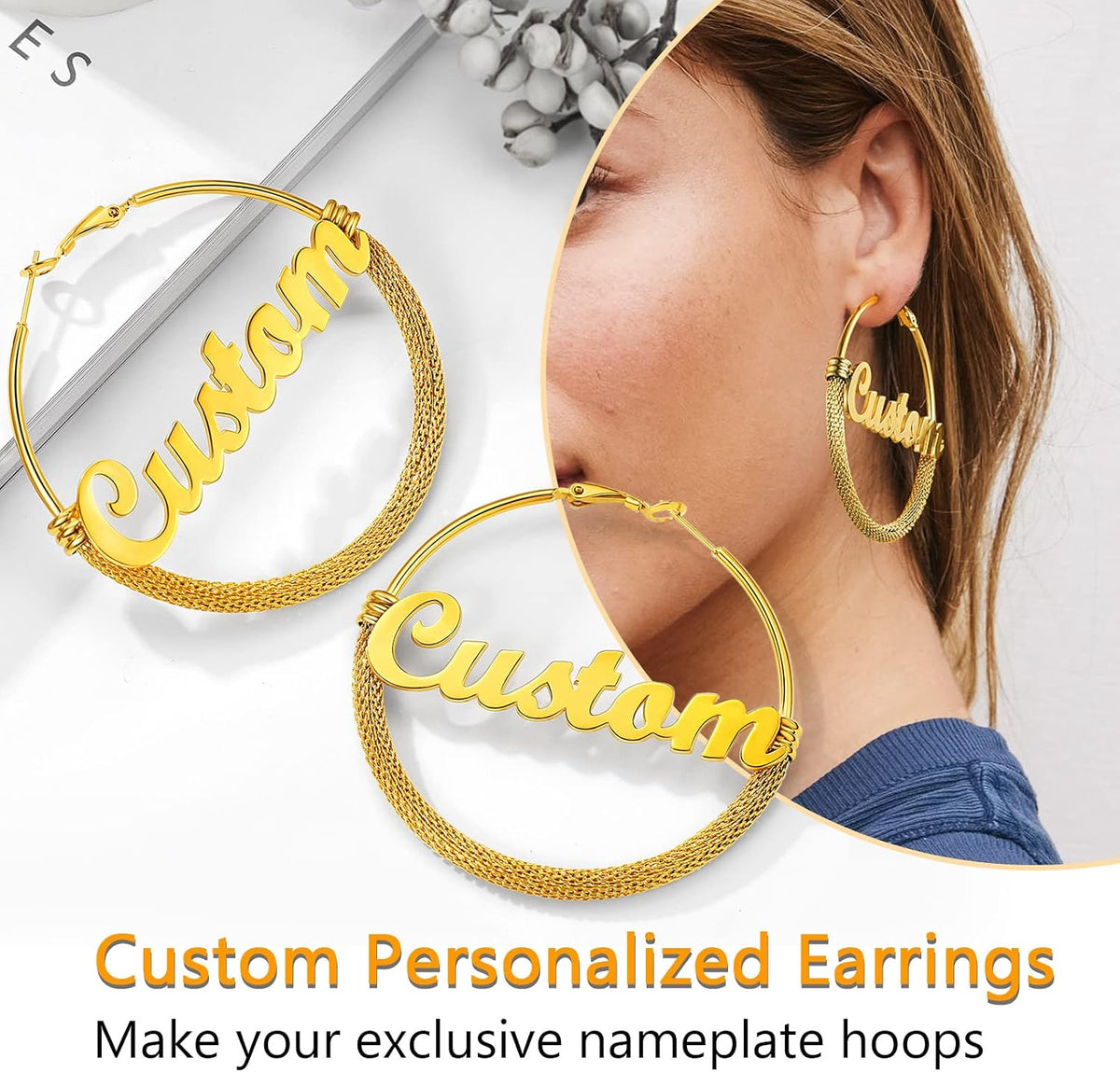 PROSTEEL 12\/16\/24\/32\/40 Pulgadas Aretes de Aro Gruesos para Muj...
