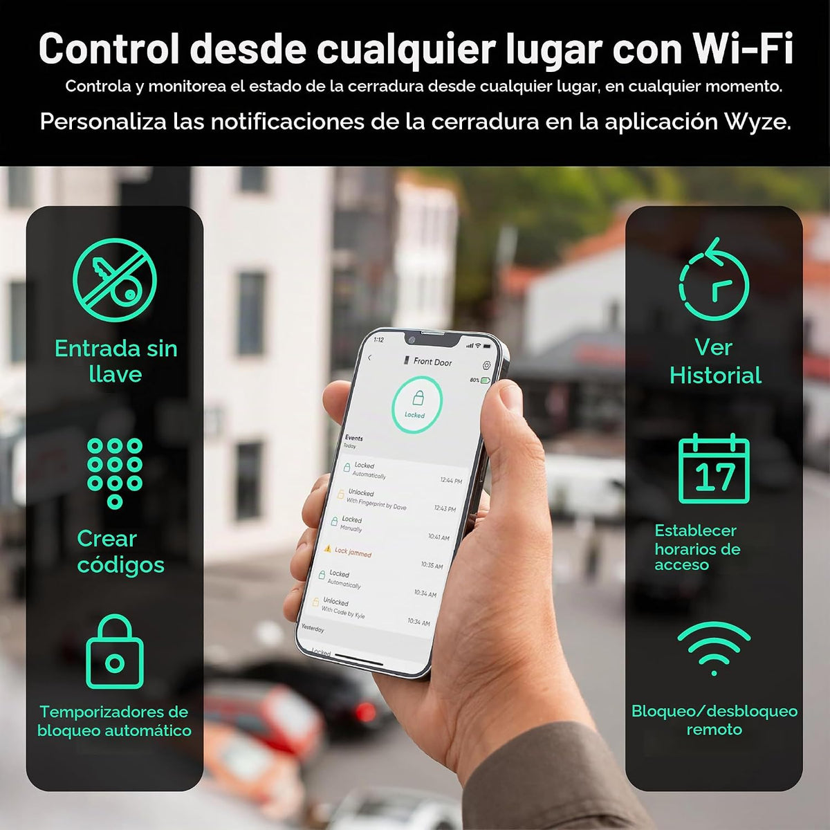 Wyze Auto-Lock Bolt v2, cerradura inteligente de entrada sin llave...