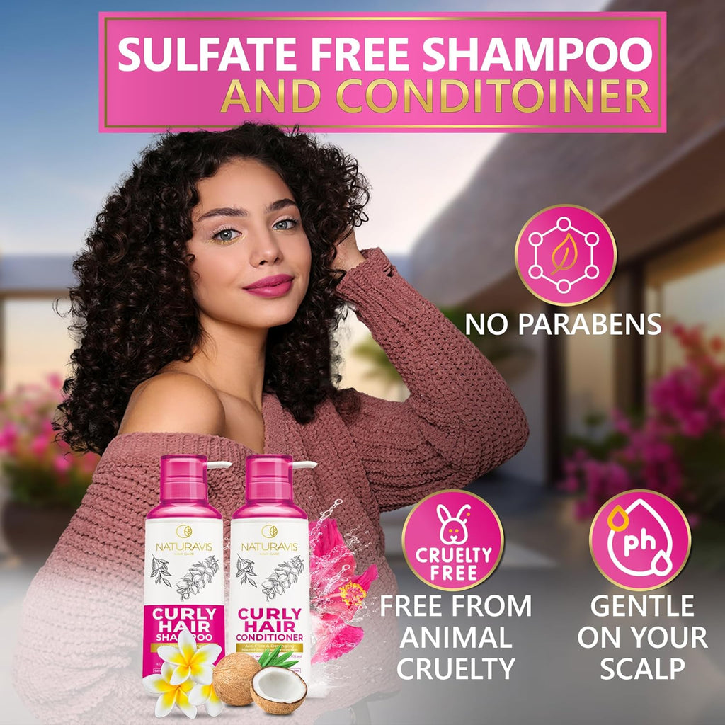 Juego de champú y acondicionador para cabello rizado, sin sulfatos...