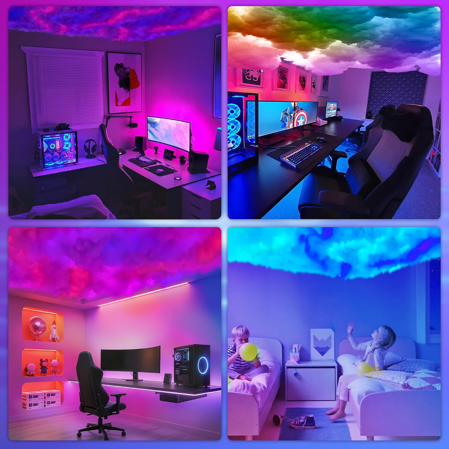 DAWELED Luz de techo 3D Thundercloud, efectos de rayo DIY, cambio d...