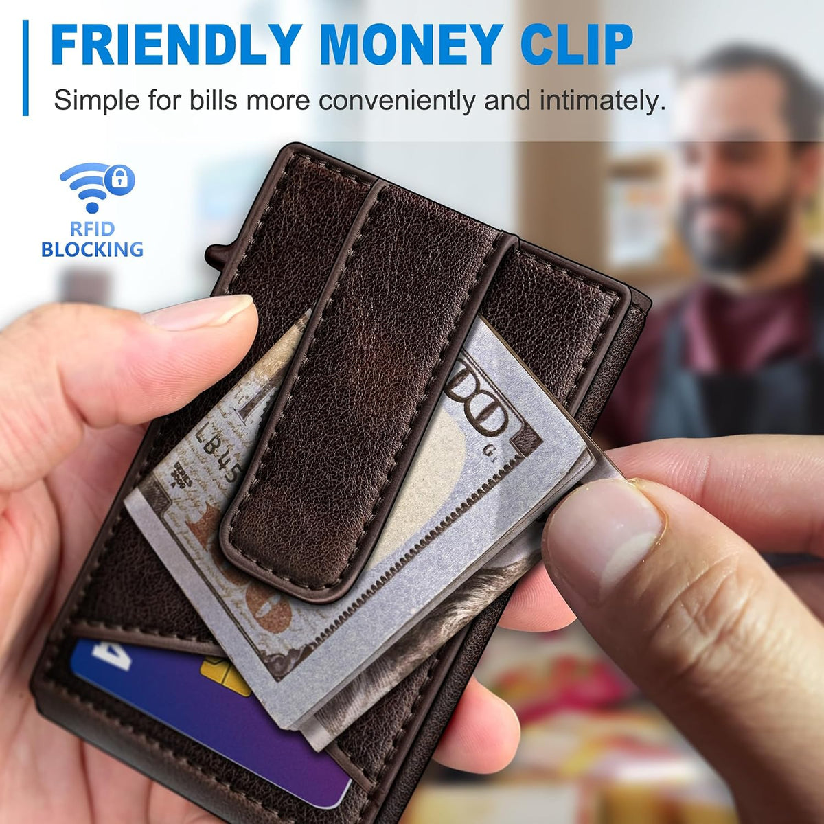 miyozi Airtag - Cartera para hombre con clip para dinero, 9 tarjeta...
