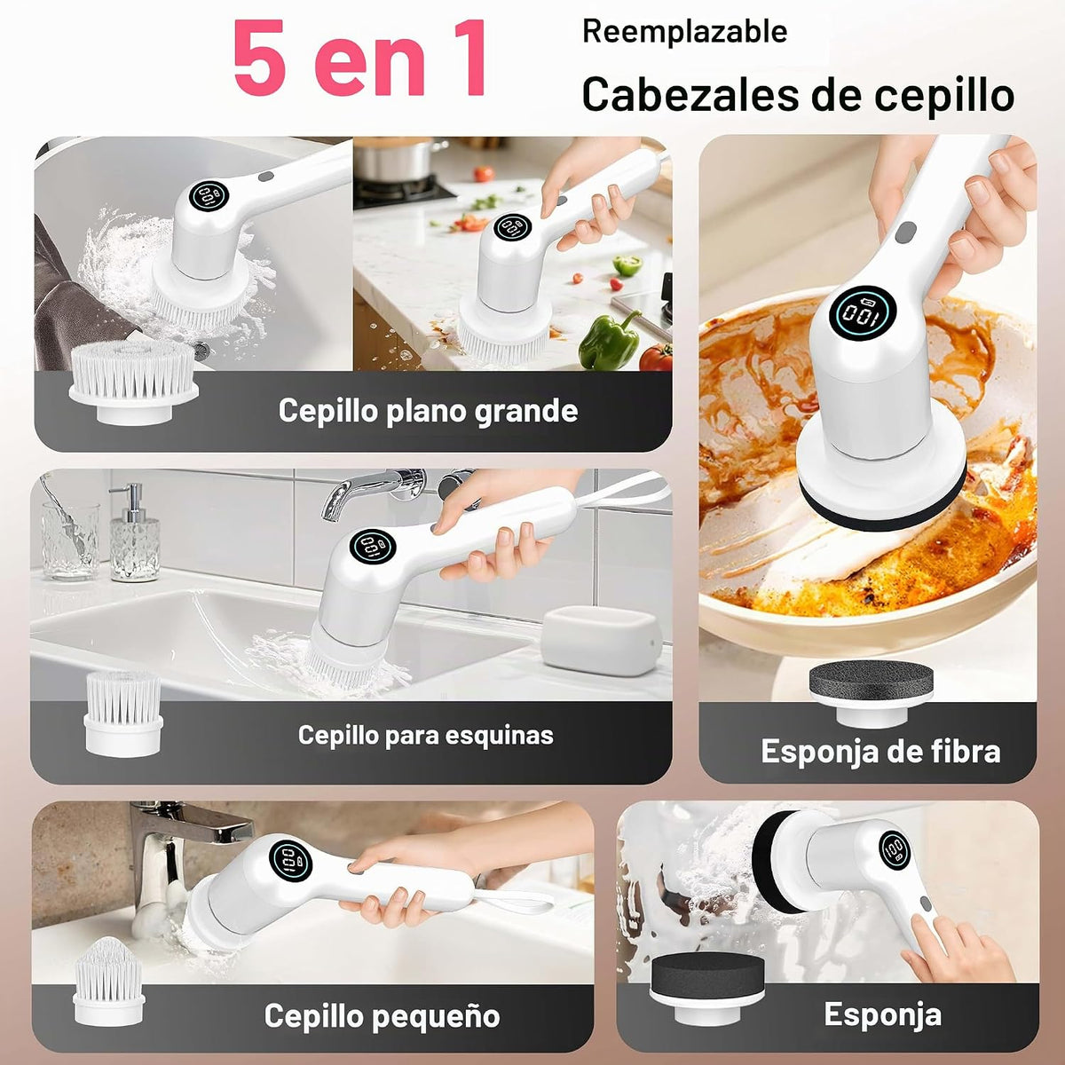 Limpiador eléctrico giratorio, limpiador de ducha de alto par de to...
