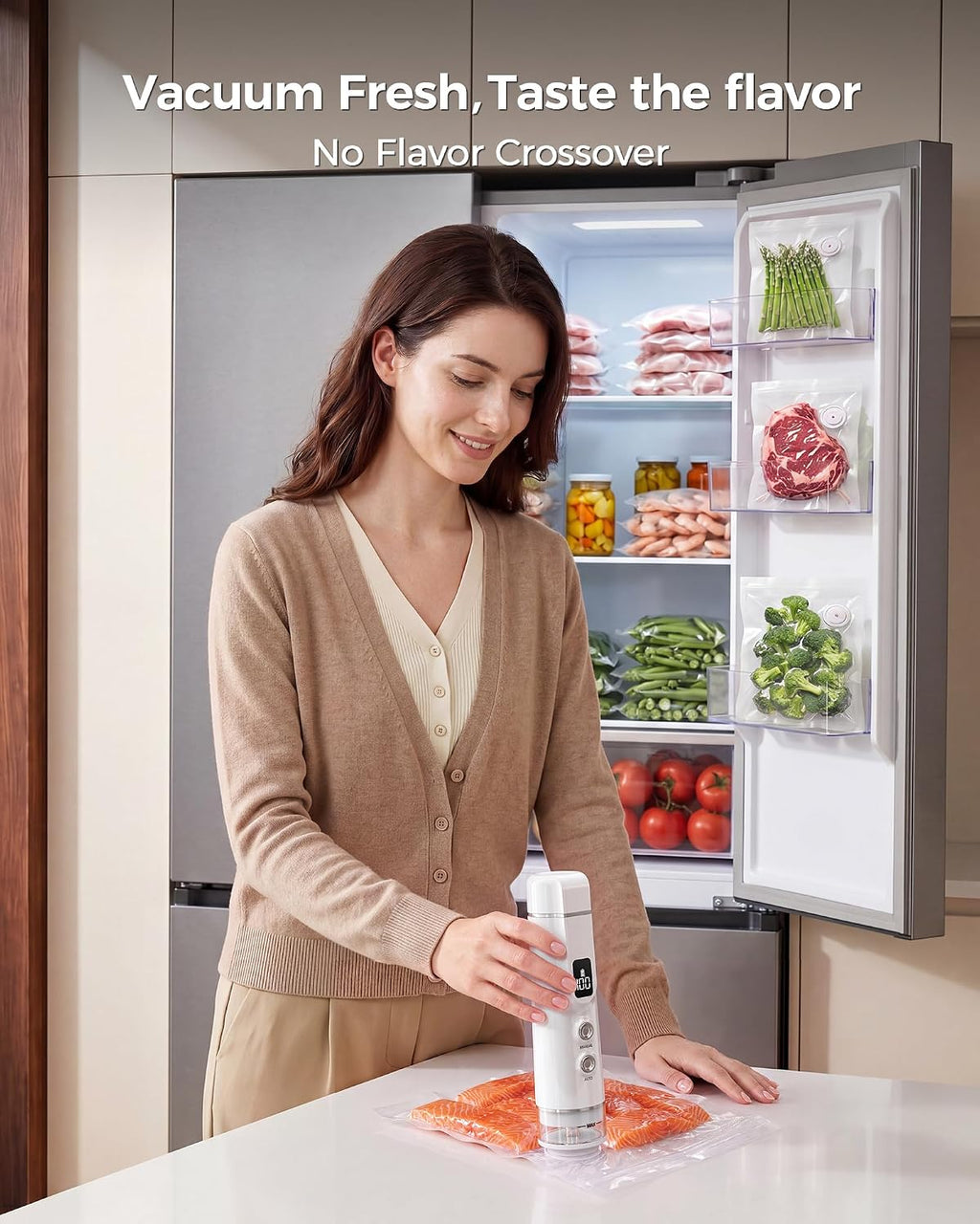 Synvox Sellador al vacío para alimentos: 30 bolsas reutilizables y...