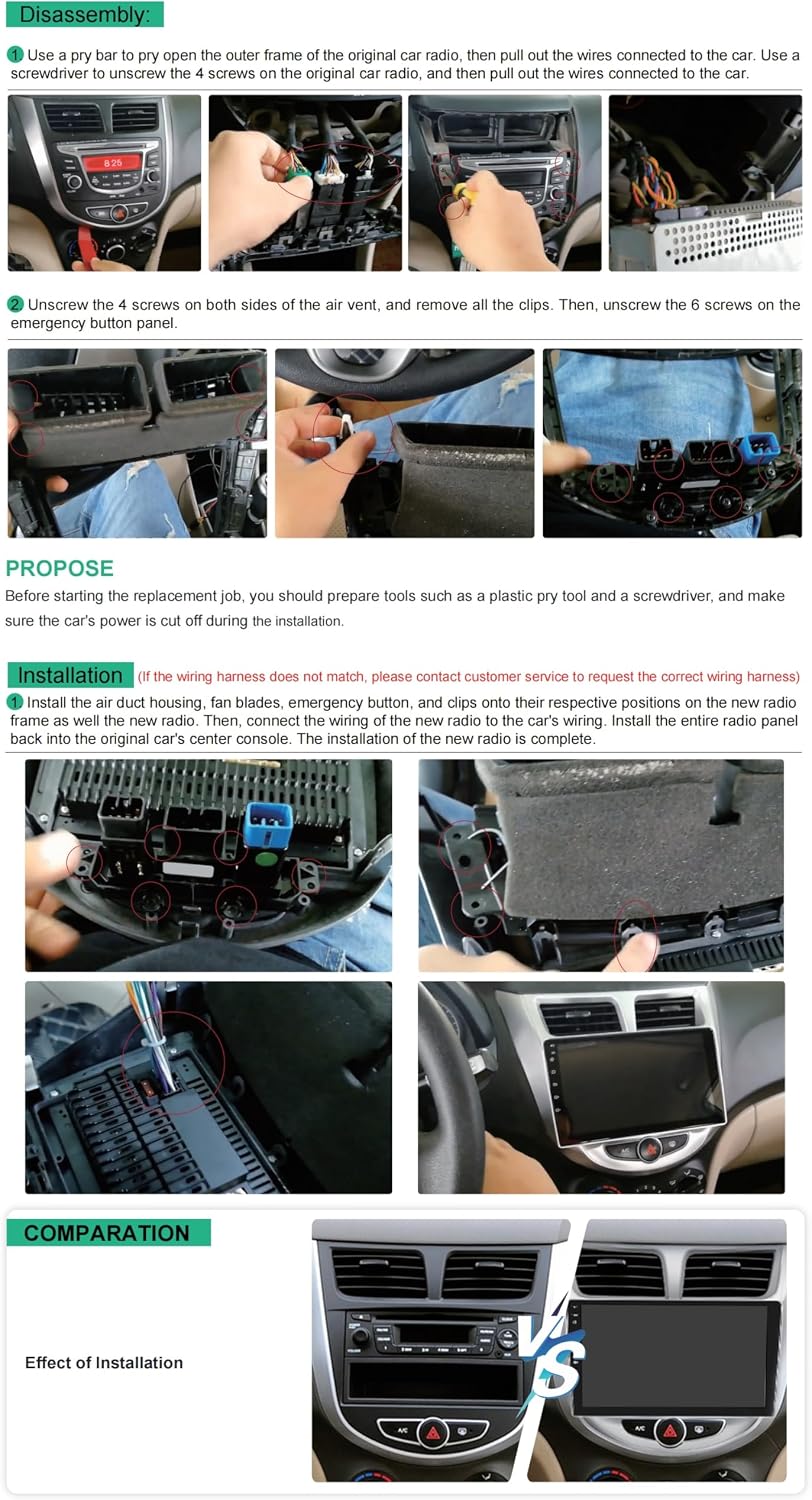 CAMECHO Radio estéreo de coche 4G+64G para Hyundai Accent Verna Sol...