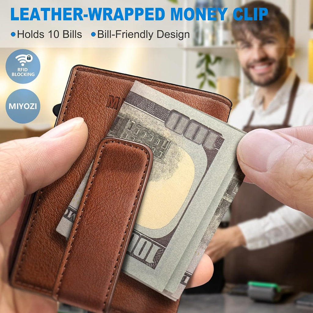 miyozi Billetera para hombre, magnética minimalista delgada con sop...