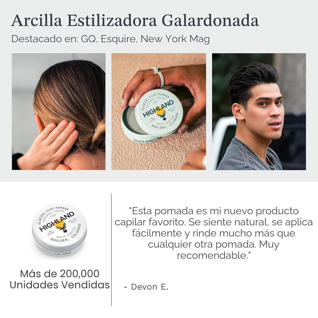 Highland Glacial Pomada de Arcilla para el Cabello - Arcilla para p...
