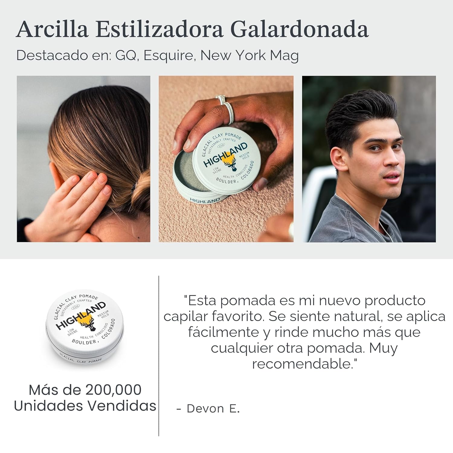 Highland Glacial Pomada de Arcilla para el Cabello - Arcilla para p...