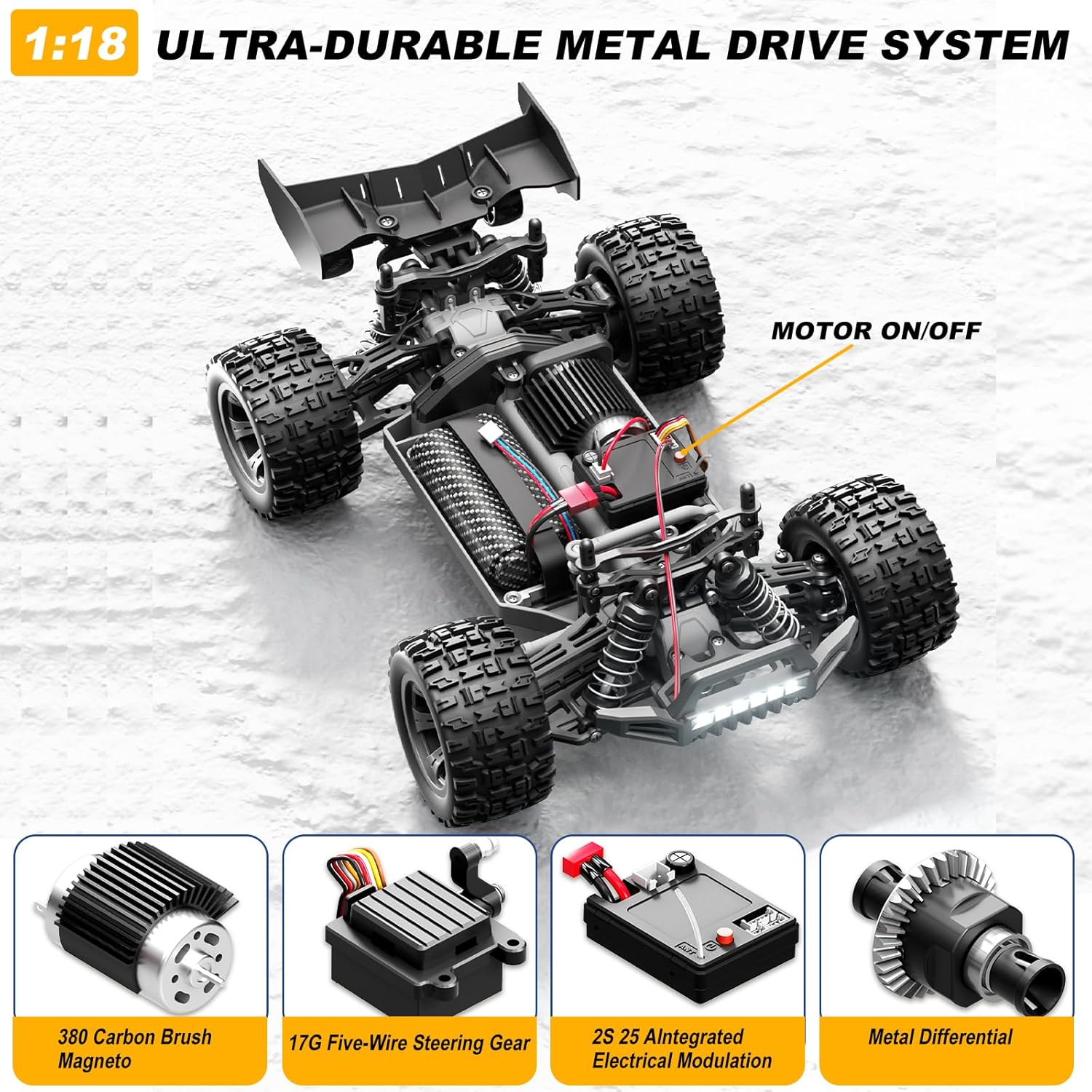 TWIKOMI Coche a control remoto todo terreno a escala 1:18 para adul...
