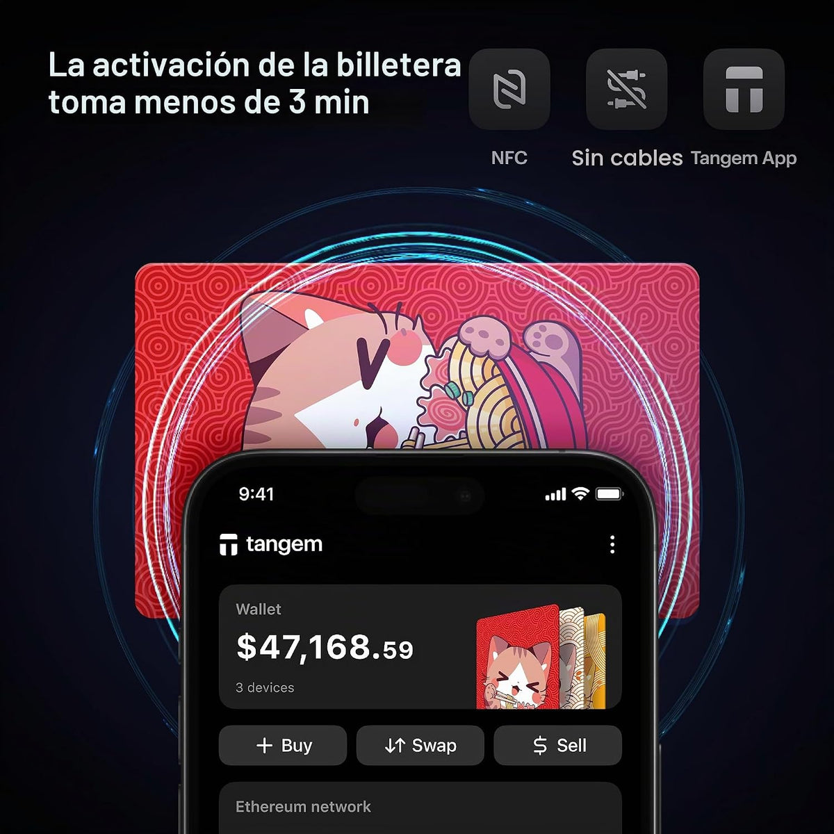 TANGEM Crypto Wallet Pack de 3 - Cartera de almacenamiento en frío...