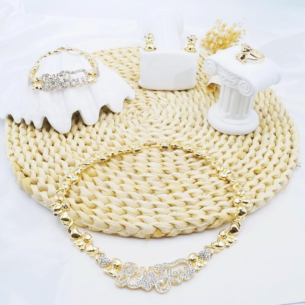 Conjuntos de joyas de oro para mujer, conjuntos de joyas de oro XOX...