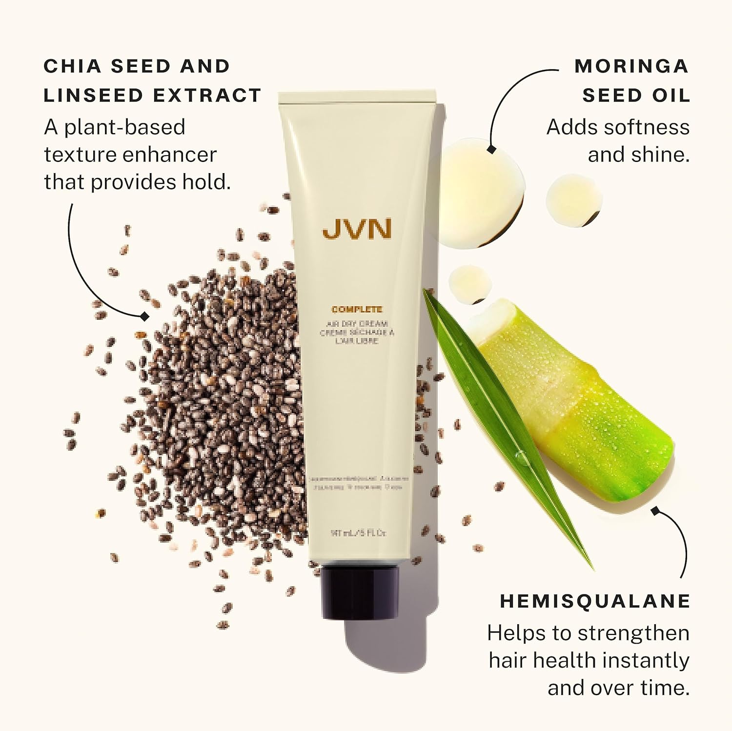 JVN No Heat - Crema completa de secado al aire, 5 onzas líquidas, l...
